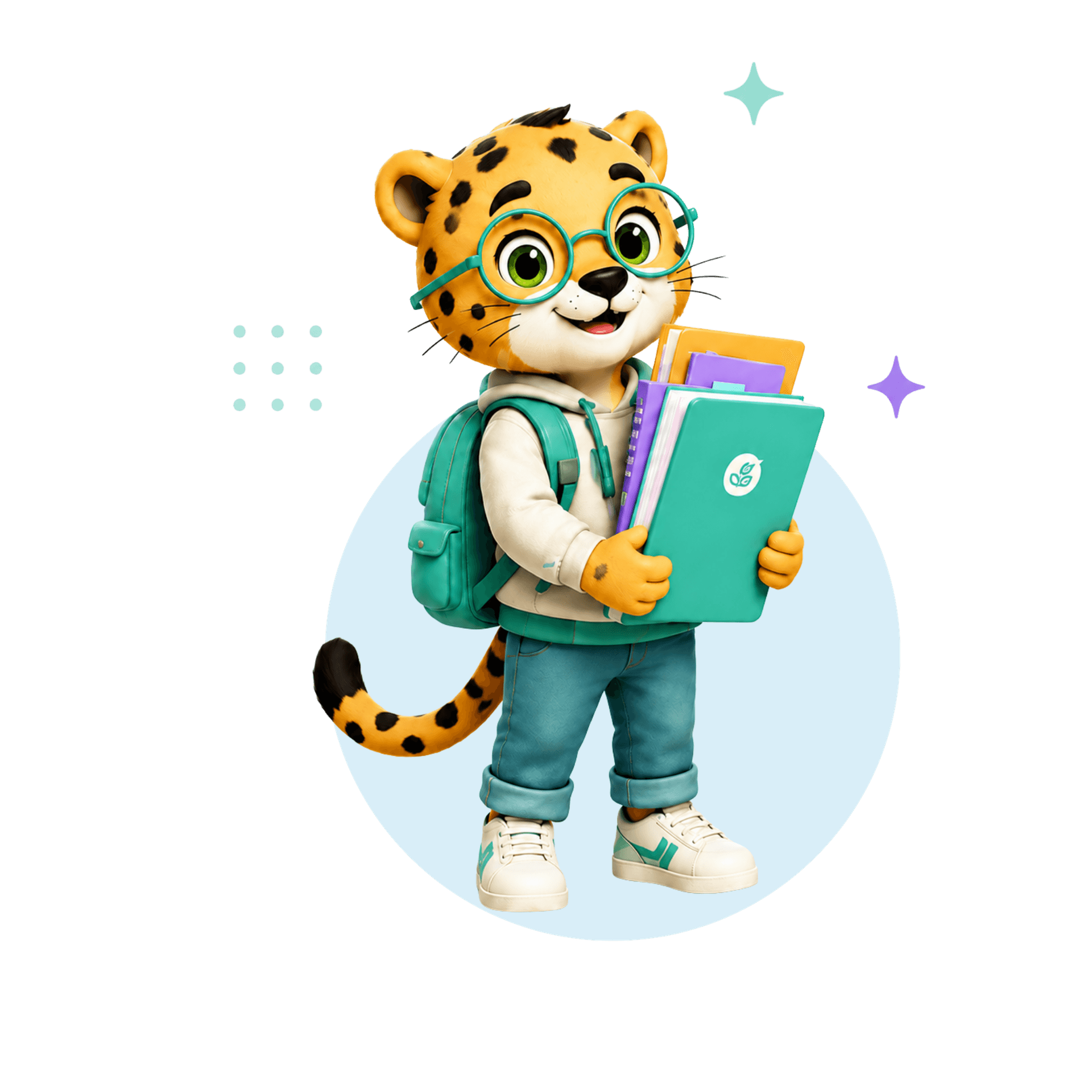 Mascote Raizá no app de estudos para revisão escolar com quiz